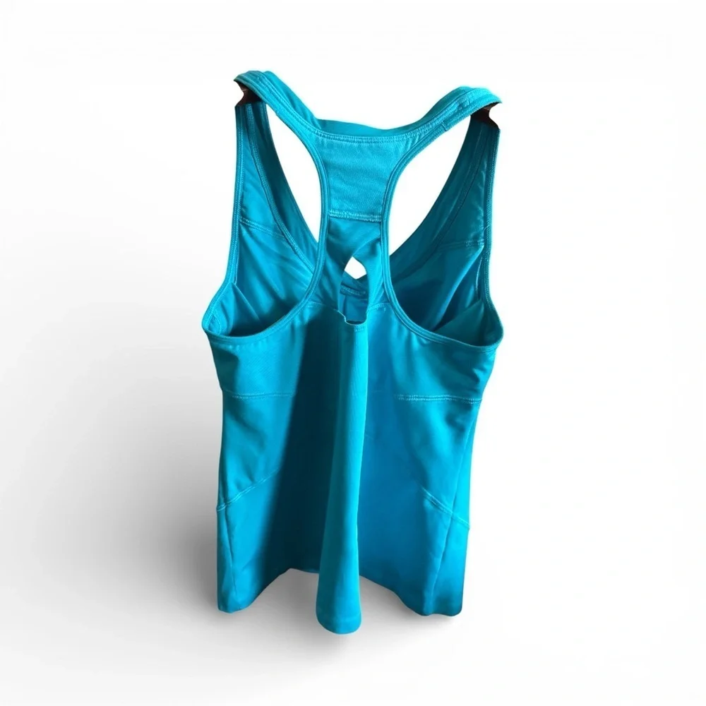 Athleta Bright Blue Racerback Built in Bra Athletic Sporty Tank Top with Mesh